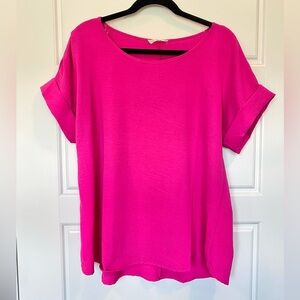 Entro Pink Cuffed Sleeve Boxy T-Shirt